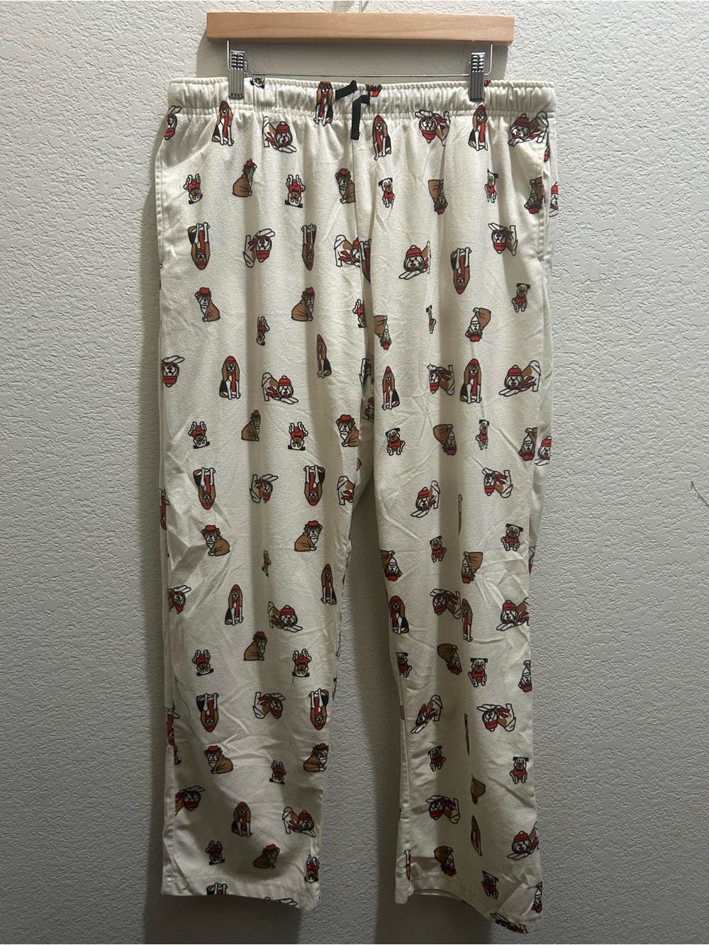 Royal Class Dog Print Pajama Pants Large Cream